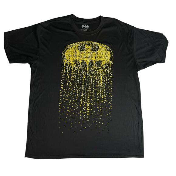 Batman Dripping Logo Shirt XL Black Yellow Raised Print DC Comics 2017 Polyester - Picture 10 of 12